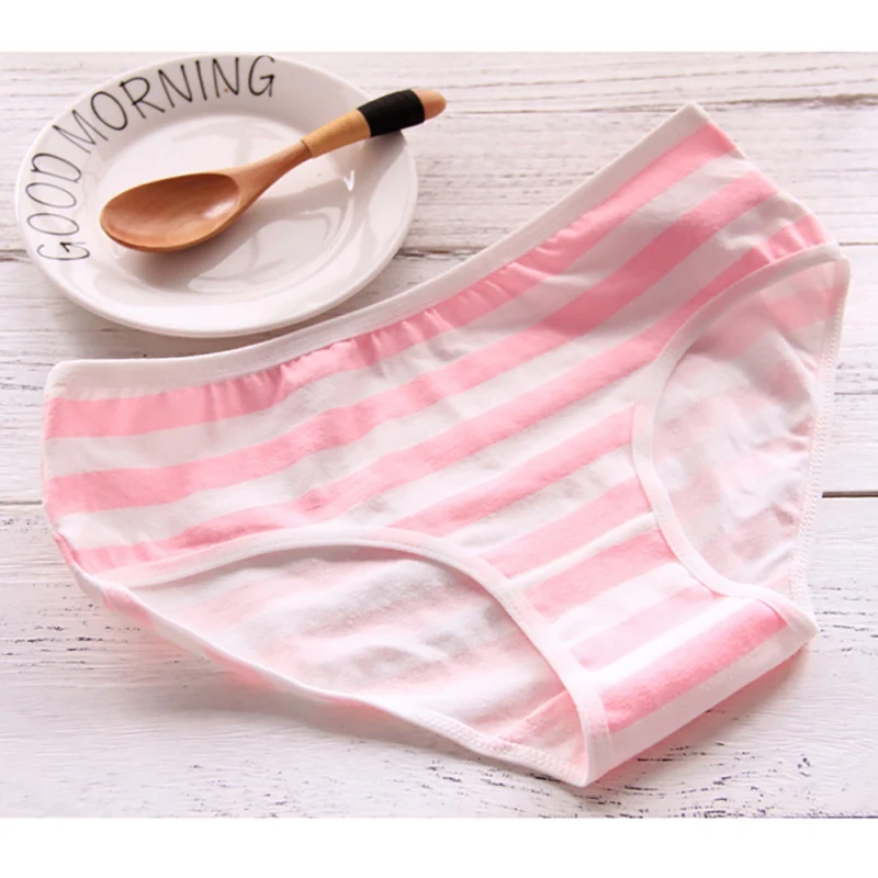 Японский стиль; милое нижнее белье для девочек в стиле Харадзюку для костюмированной вечеринки; хлопковые трусики со средней посадкой; трусы в полоску; пикантные модные трусы; цвет синий, розовый; Лидер продаж