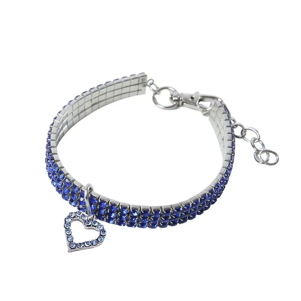 blue Новое домашнее животное хрустальное ожерелье кошка собака воротник стразы кулон в форме собачьей Лапы Ожерелье щенок основной воротник принцесса стиль аксессуары для домашних животных - Цвет: blue