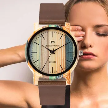 

QW Sports Wood Watch Men Quartz Women Wristwatch Fashion Casual Leather Watches Neutral Clock High Quality Relojes