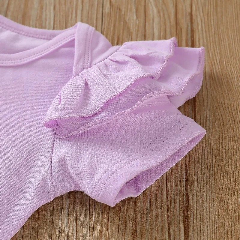 Комплект из 3 предметов для маленьких девочек одежда Костюмы комплекты, милые вещи, хлопок короткий рукав комбинезон с цветным узором короткая юбка с Одежда для новорождённых с повязкой на голову