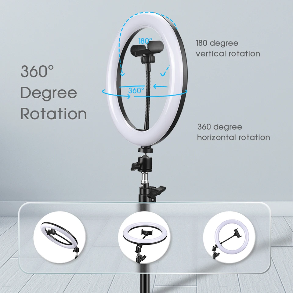 H8ed19637ac364e969bb5169eef4873d6P Selfie Ring Light with Tripod Stand
