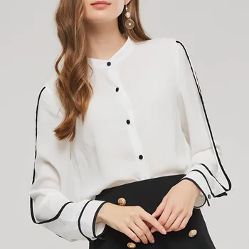 

Women Chiffon Blouse 2020 Spring New Top Office White Shirt Fashion Slim Chic Basic OL Ladies Shirts Minimalist Casual Blouses