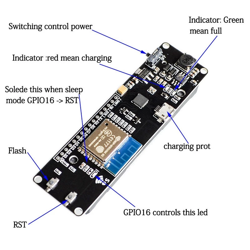 Для Wemos D1 Esp8266 Мини Wifi беспроводной модуль Nodemcu 18650 батарея макетная плата Esp-Wroom-02 материнская плата 1A Pwm I2C