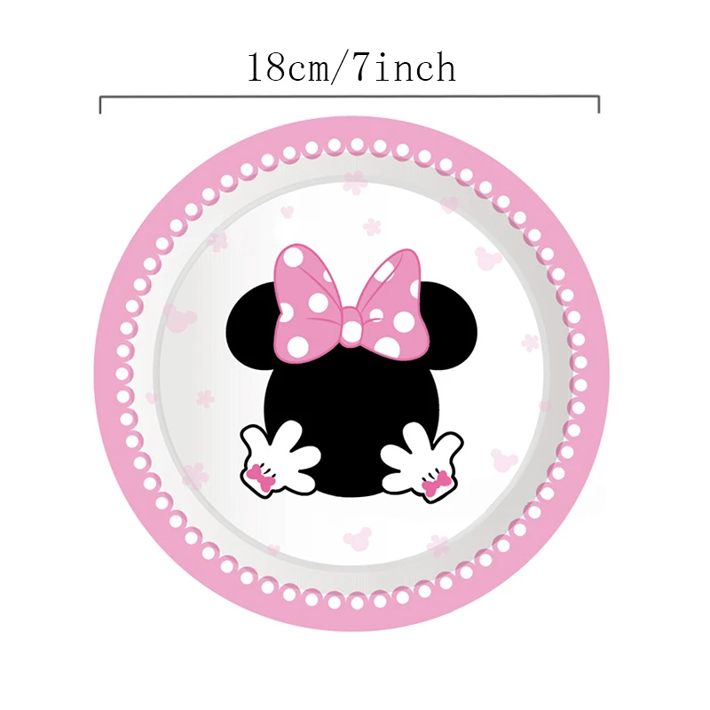 52Pcs/New Disney Pink Minnie Mouse Kids Birthday Party High Quality Paper Cups Baby Shower Decorations Supplies Set Tableware