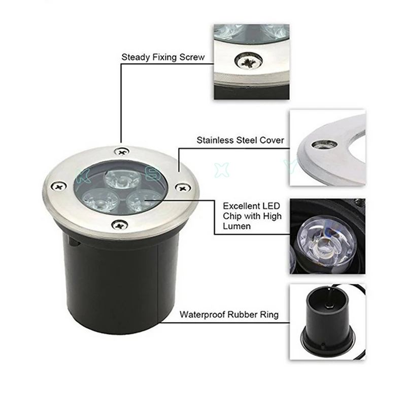 IP68 LED Underground Light 1W 3W 5W 7W Waterproof Floor Lamp Outdoor Ground Spot Landscape Garden Path Buried Yard 85-265V DC12 led underground light