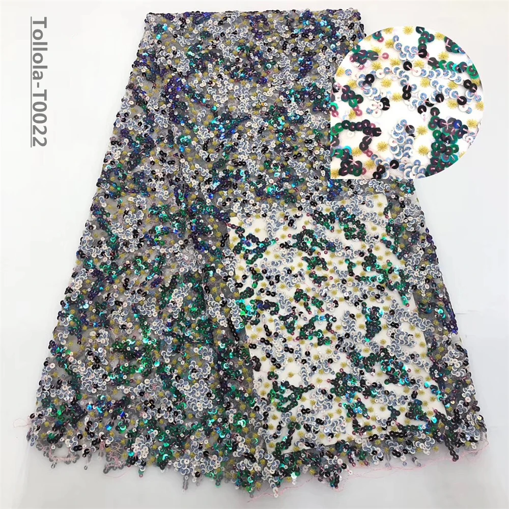 

African Sequins Lace Fabric 2019 High Quality Lace French Sequence Tulle Lace Nigerian Lace Fabrics For Wedding