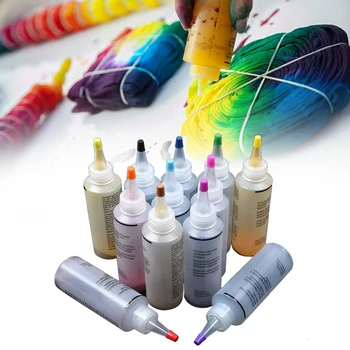 

12pcs 120ml Tie Dye Kit Non Toxic DIY Clothing Graffiti Fabric One Step Textile Paints