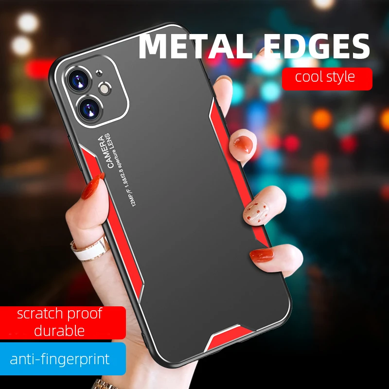 

Metal Back Plate Phone Case for iPhone 11 Pro SE 2020 X XRr XS Max 8 7 Plus Cover Metallica Edges Man Full Protect Fashion Cool