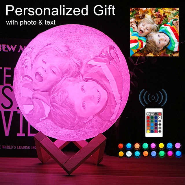 Photo Moon Lamp  Personalized 3D Printed Photo Lamp - 16 Colors