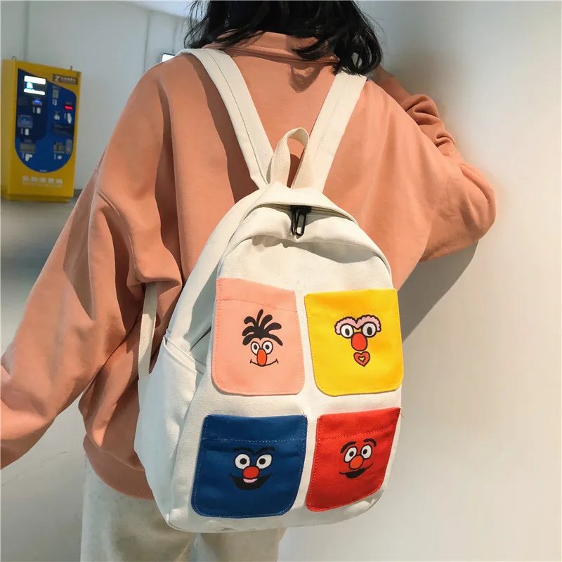 

2019 School Season New Style Canvas Backpack Korean-style Women's Middle School Students School Bag Printed Backpack