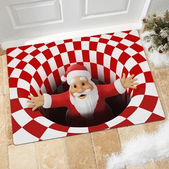 

Christmas Pattern Carpet For Living Room Children Bedroom Floor Anti-Slip 3D Illusion Window Bedside Home Decor Rugs Mat