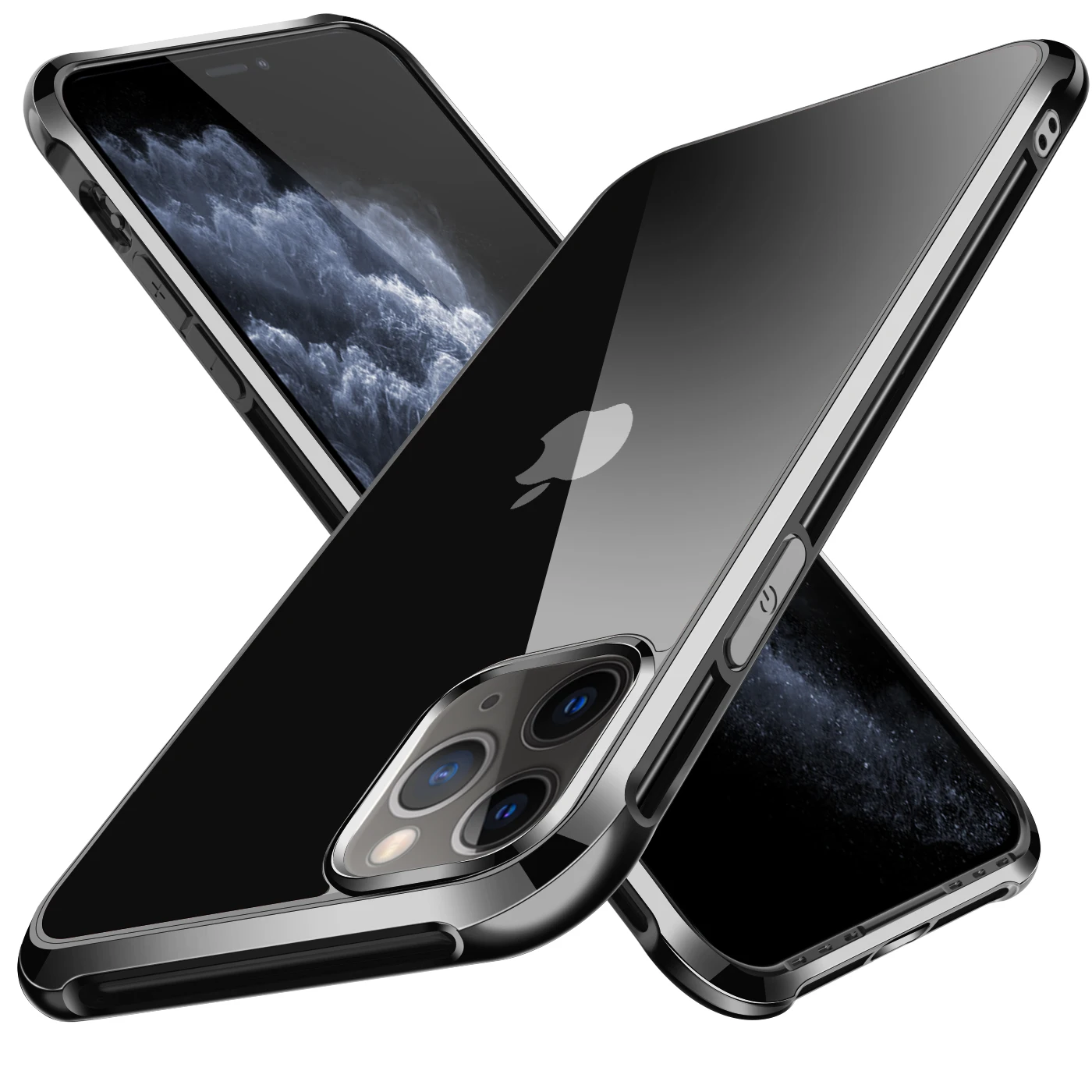 Роскошный прозрачный ТПУ чехол для iPhone 11 Pro Max XS XR 7 8 Plus хромированные Чехлы для телефона с покрытием мягкий гелевый Чехол из ТПУ для iPhone 11 Pro Max - Цвет: Черный