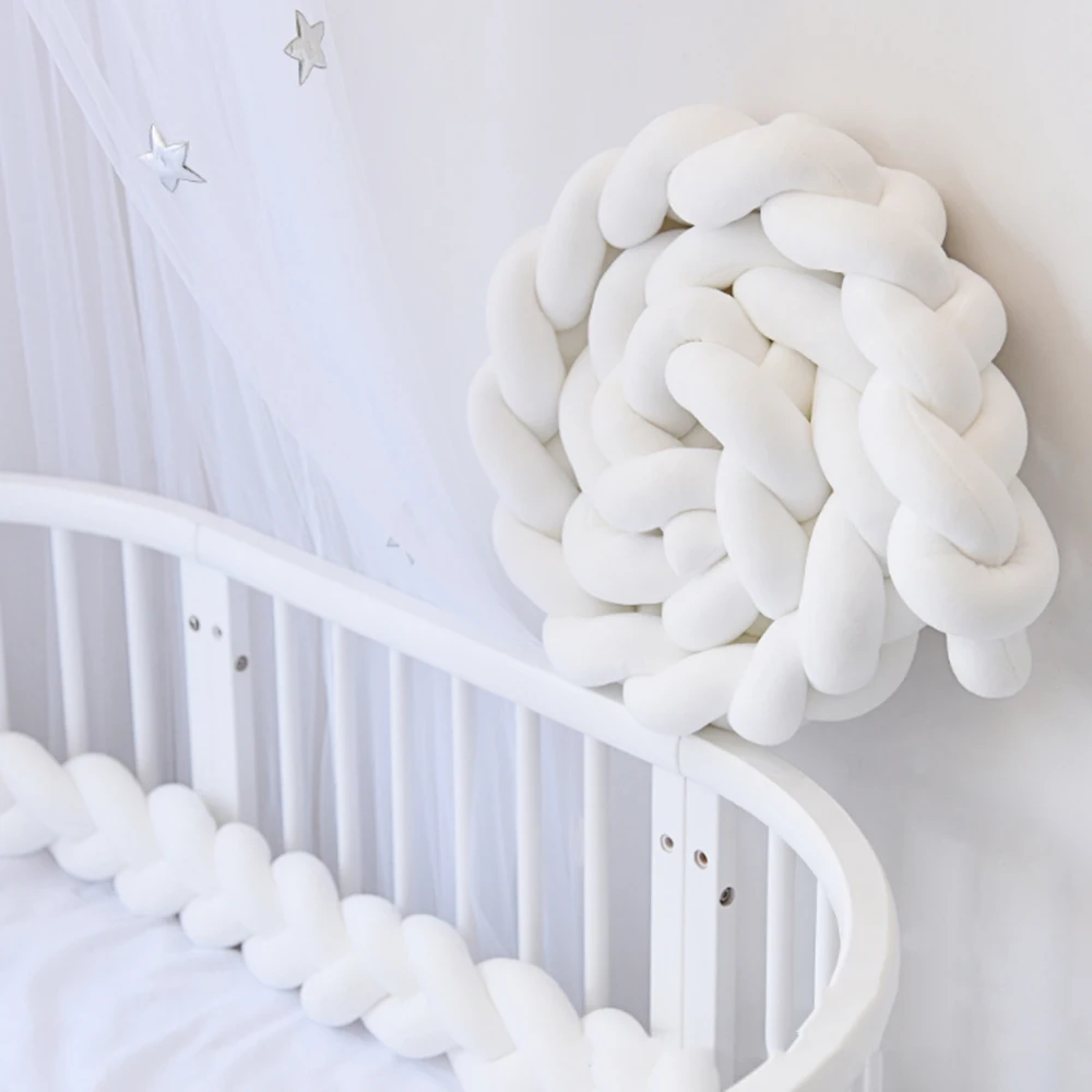 SHUJIN Baby Bumper Bed Braid Knot Pillow Cushion Bumper For Infant Baby Crib Protector Cot Bumper Room Decoration Baby Bedding - Цвет: 4