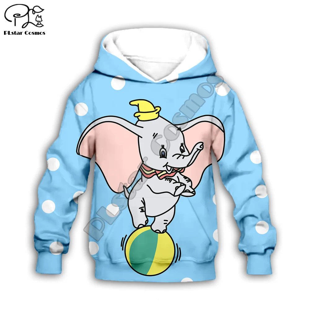 Chlid Kids Dumbo/худи с объемным принтом из мультфильма; осенние свитшоты с длинными рукавами; голубые штаны на молнии для маленьких девочек и мальчиков; kawaii
