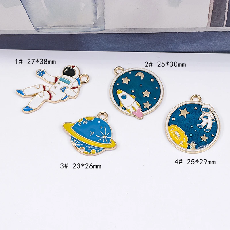 10pcs/Lot Astronaut Planet Diy Design for Jewelry Making Earring Bracelet or Necklace Handmade Enamel Charms | Украшения и