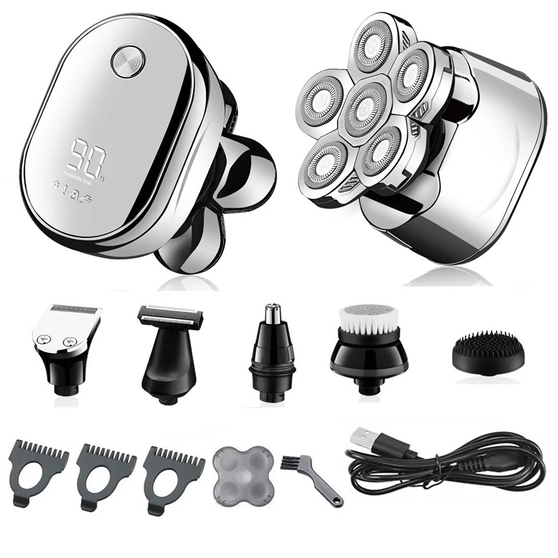 6in1 grooming kits electric shaver facial body electric razor men hair beard trimmer bald head shaving machine rechargeable electric shaver beard trimmer