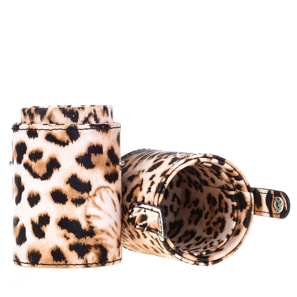 Макияж Кисти держатель коробка подставка для ручек, для хранения Пустой из искусственной кожи держатель Кисть косметическая для путешествий кисточки в сумке Органайзер макияж инструменты - Handle Color: leopard print