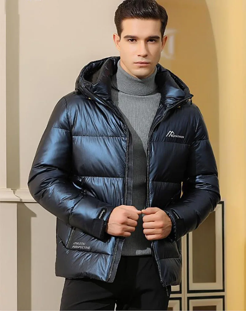 

Solid 2020 Winter Casual Fahsion Down Jacket Men Hoodies Light Weight Warm White Duck Down Coat Men Slim Hooded Overcoat
