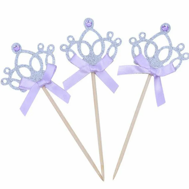 20pcs Baby Shower Cake Topper Party DIY Decoration Queen Shape Gold Silvery Birthday Decor 20011801