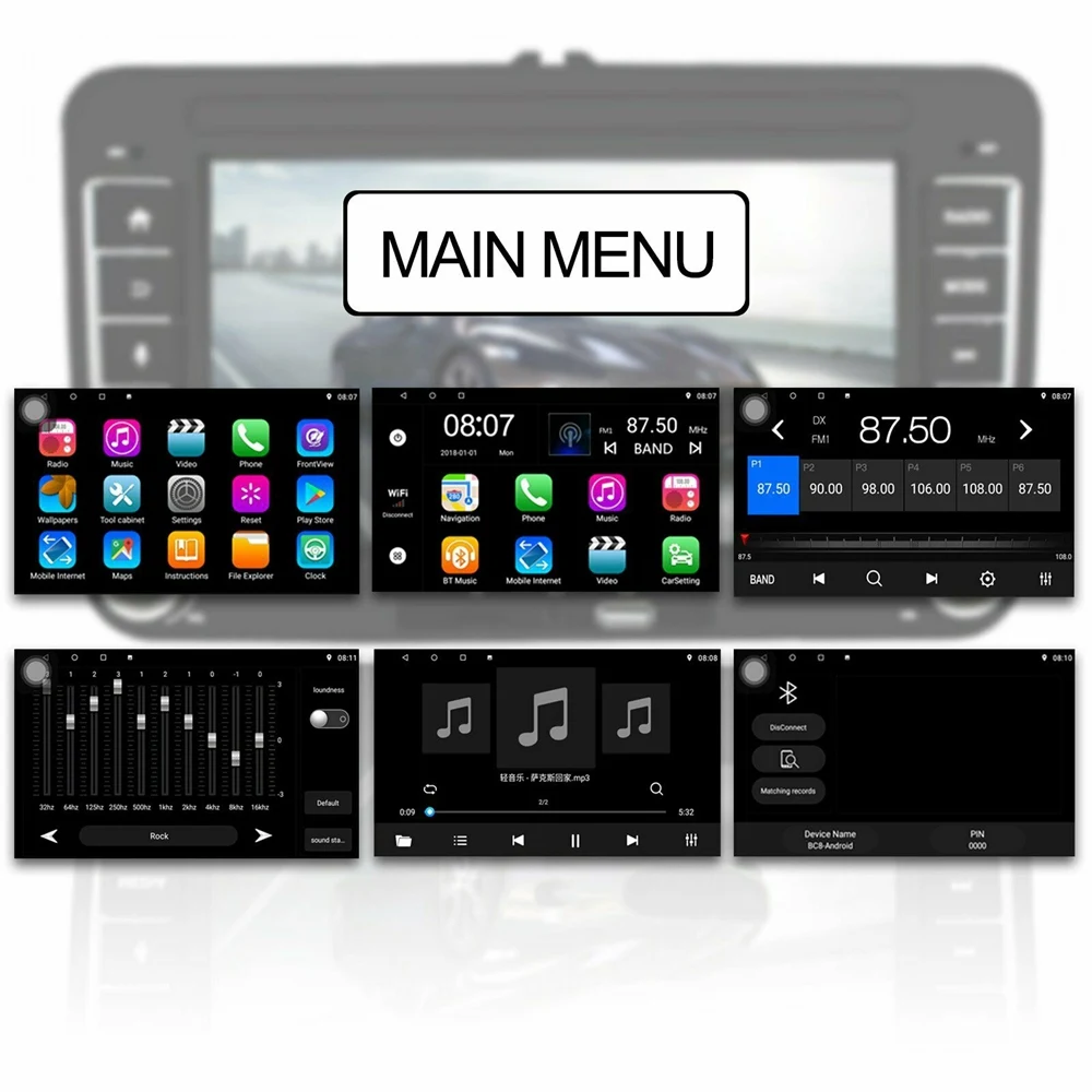 7 дюймов Автомагнитола 2Din Android 8,1 gps NAVI FM для VW GOLF 5V 6 PASSAT вариант PM