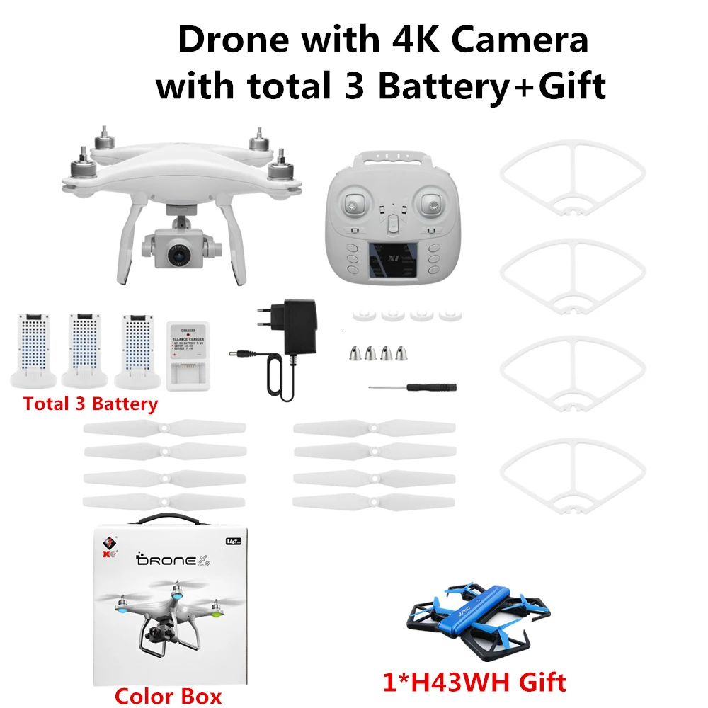 X1 RC GPS Drone 4K Quadcopter with Two-axis Gimbal Stabilizer 5G WiFi Camera Brushless Motor Selfie Quadrocopter VS F11 B4W - Цвет: Color Box-3 Battery