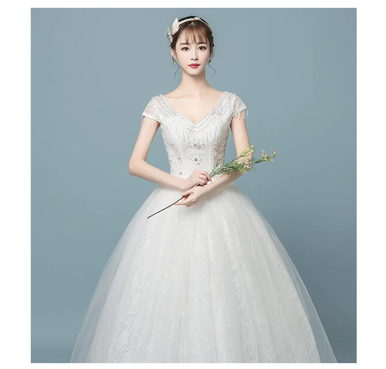 Vestidos de Novia сексуальный верх рукав V бальное платье с круглым вырезом Свадебное платье роскошное кружевное платье принцессы de mariage изготовление на заказ