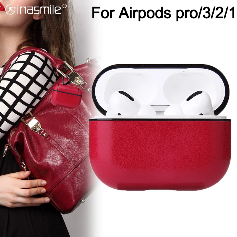 Роскошный кожаный чехол для Apple Airpods Pro противоударный Air pods 3 защитный с крючком 2