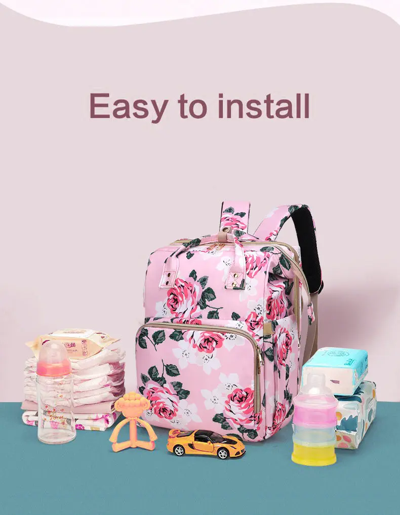 Flower Print Mommy Baby Care Backpacks Women Backpack Large Capacity Mom Outdoor Travel Kids Diaper Bags Casual Stroller Bags