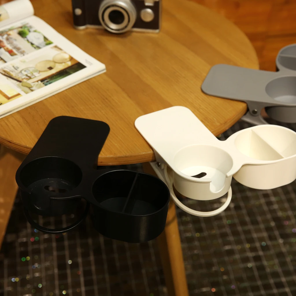 2pcs Cup Holder Clip Office Table Desk Side Huge Clip for Water Drink Coffee Tea Cups within 8cm Diameter