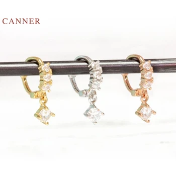 

CANNER Real 925 Sterling Silver Earrings For Women INS Asymmetric Stud Earrings Zircon Diamond Korean Gold Jewelry Pendientes