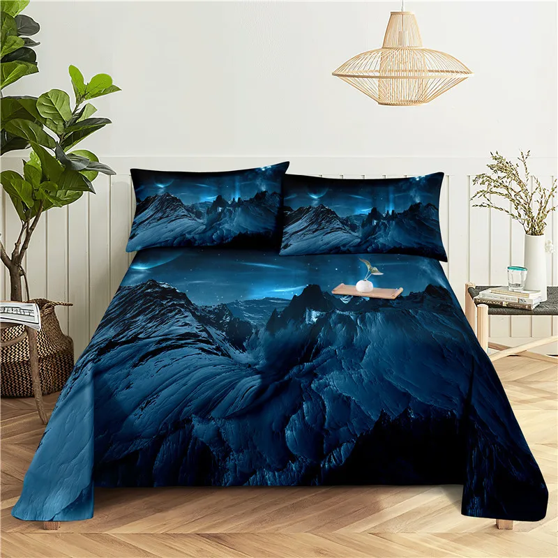 Beautiful Night Scene Bedding Sheet Home Digital Printing Polyester Bed Flat With Pillowcase Print | Дом и сад