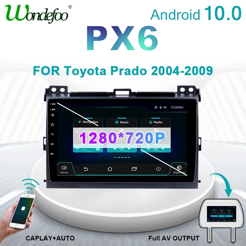 Автомагнитолы радио Автомагнитола 2 din андроид Android 10 PX6 для Toyota LAND CRUISER Prado 120 2003 2009