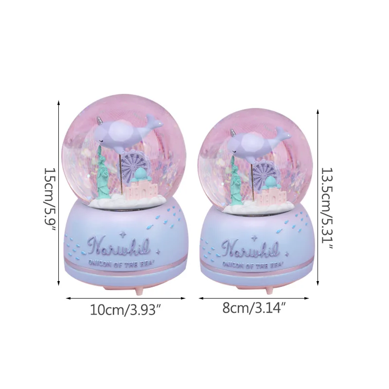 Strongwell Романтический Нарвал Снежный шар хрустальный шар Рождественская музыкальная шкатулка Рождественское украшение для украшения дома