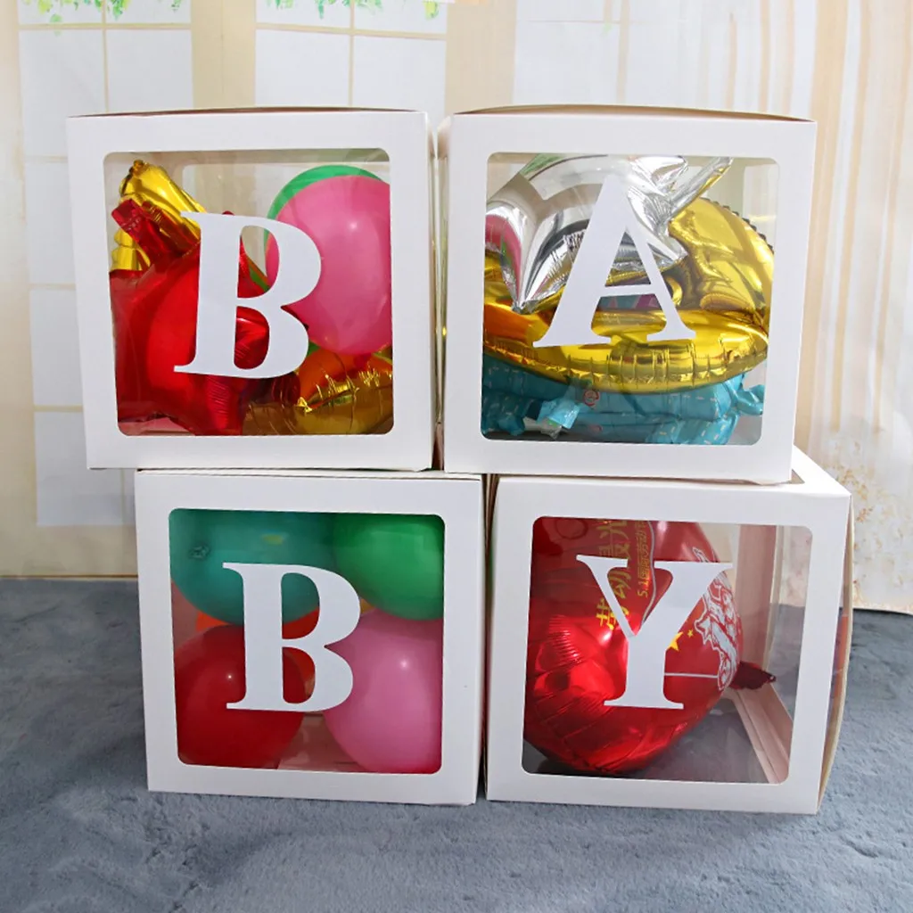 Baby Shower Balloon Box Transparent Box Birthday Party Decoration Letter Transparent Gift Boxes Kid Birthday Baby Shower@25