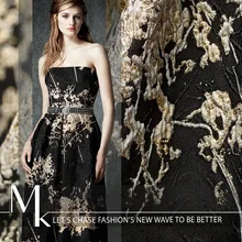 100x140 см/шт трехмерная вогнутая выпуклая черно-нижняя Золотая модные ткани марки jacquard Золотая шелковая рельефная ткань