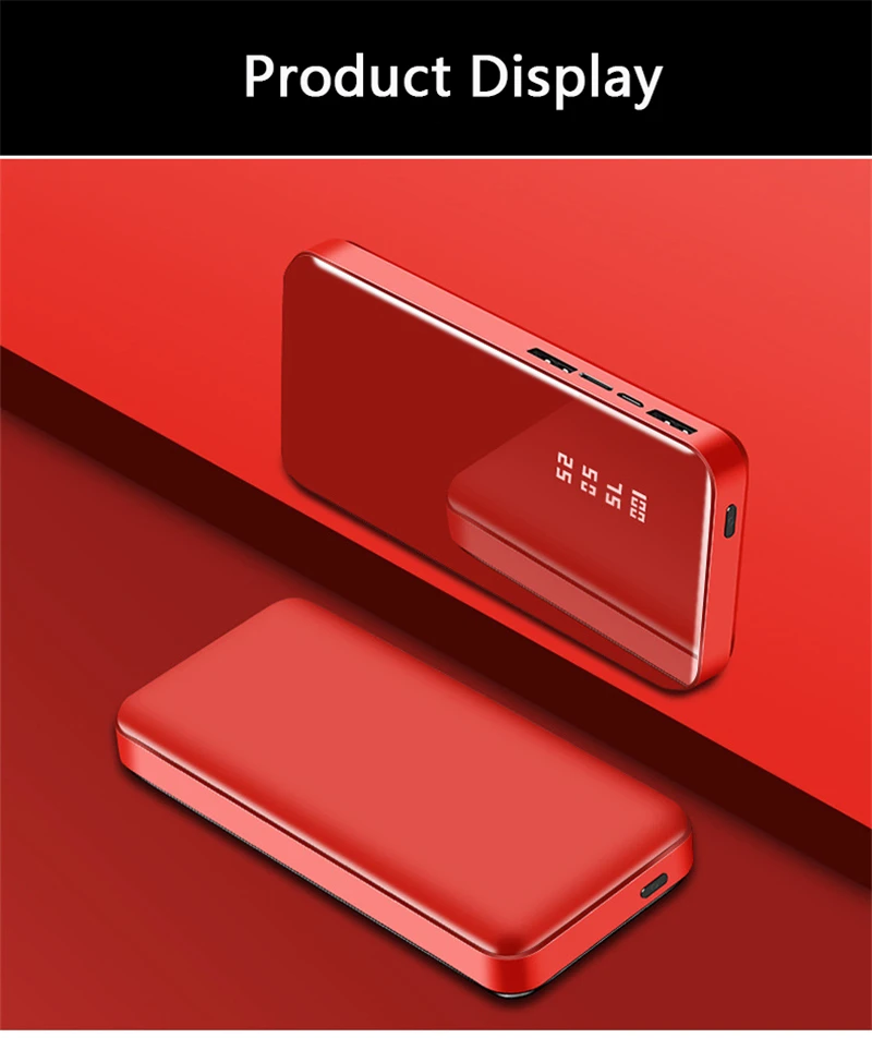 Power Bank 10000mAh светодиодный портативное зарядное устройство с дисплеем для iPhone 8 X Xiaomi Внешняя батарея зарядное устройство для мобильного телефона Dual USB Poverbank