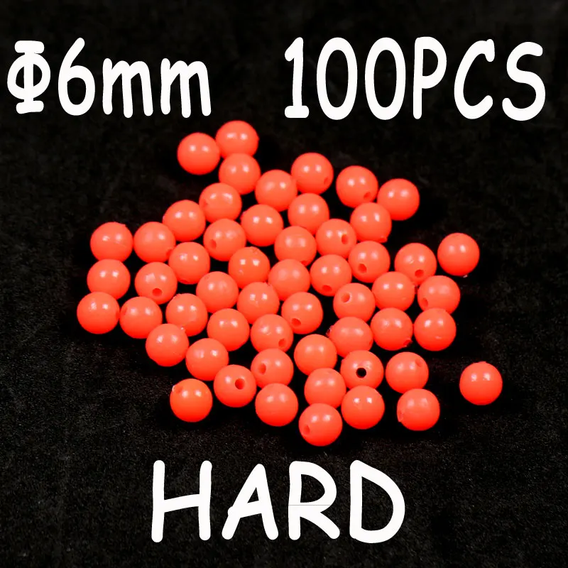 100pcs red 6x6mm 100 шт рыболовные снасти в виде бобов светящиеся круглые поплавки пробки светящиеся такелажные Бусины Пластиковые снасти Соблазнительные аксессуары красный зеленый - Цвет: 100pcs red 6x6mm