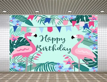 

Lyavshi Birthday party tropical jungle design flamingo background Photo Vinyl Studio Props Photography Backdrops