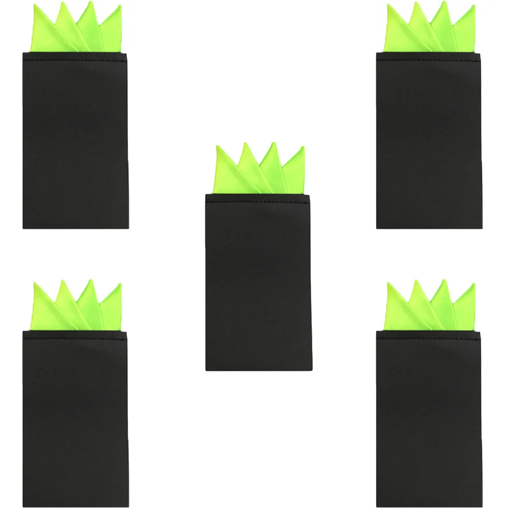 Green-5 PCS 5 шт. Мужской сплошной 4 Складки платок Свадебная вечеринка предварительно складной карманный квадратный BWTYY1008 - Цвет: Green-5 PCS