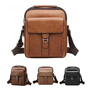 

Messenger Bag Men Multi Pockets Solid Color Faux Leather Small Tote Crossbody Shoulder Bag for Men Casual Business bag hot sales