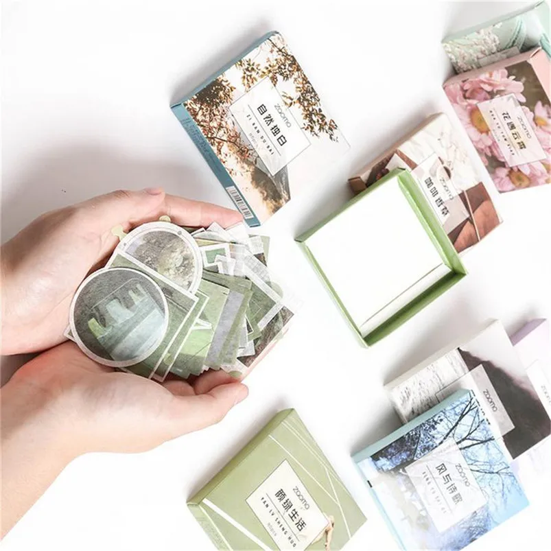 Boxed Paper Stickers 80 Card Stickers Hand Account DIY Daily Material Cartoon Stickers Muraux Pour Enfants Chambres 30NOV2215