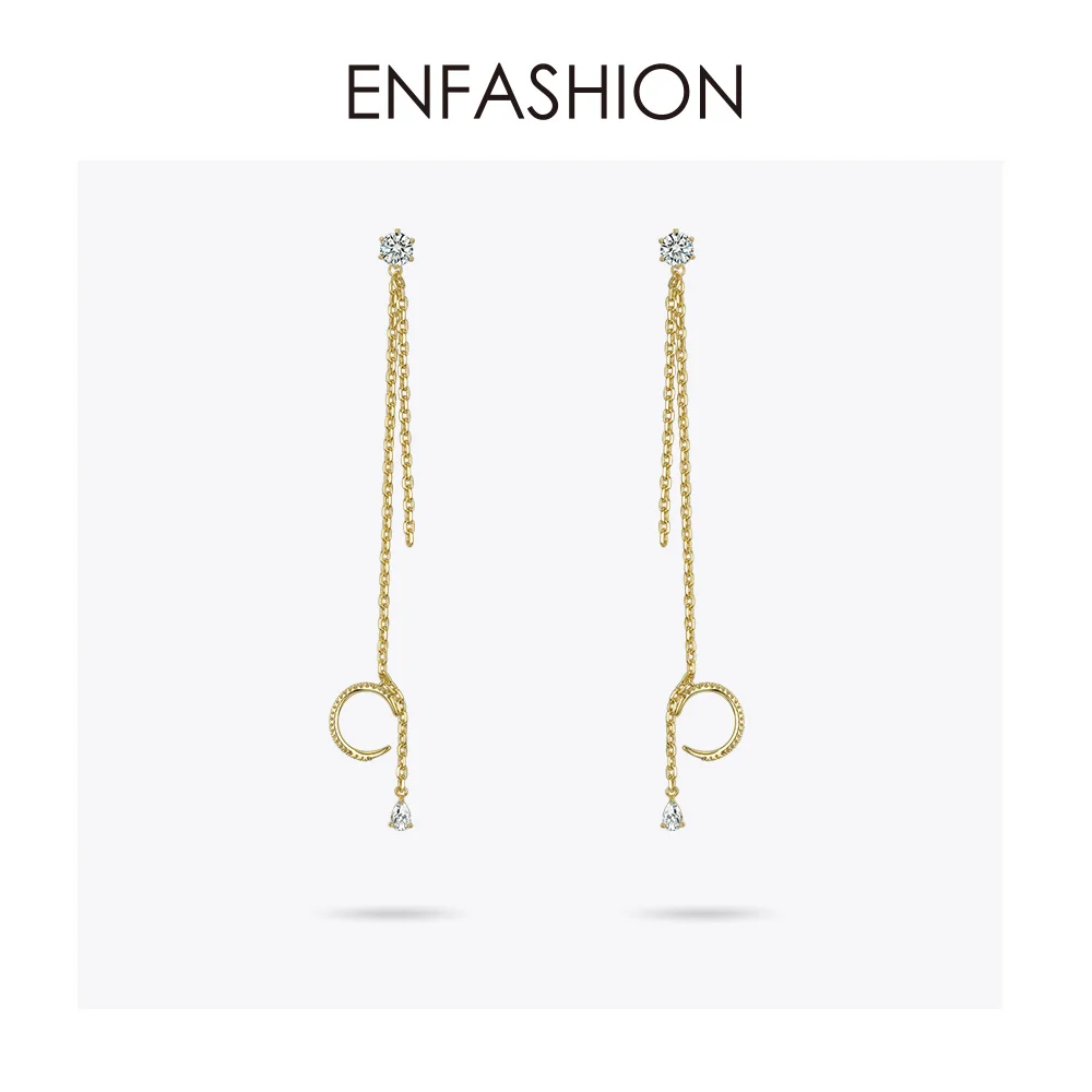 ENFASHION, женские серьги-подвески в виде Луны с кристаллами, длинные висячие серьги с кисточками золотого цвета, модное ювелирное изделие, Kolczyki E191101