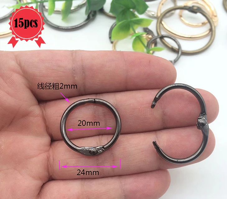 20mm light black Записная книжка С ПЕРЕПЛЕТОМ с листьев металлическая, для книги Кольца Высокое качество с кольцевым разъемным механизмом, блокнот с открытым вязка обручи для скрап-альбом навесной кольца канцелярских товаров - Цвет: 20mm light black