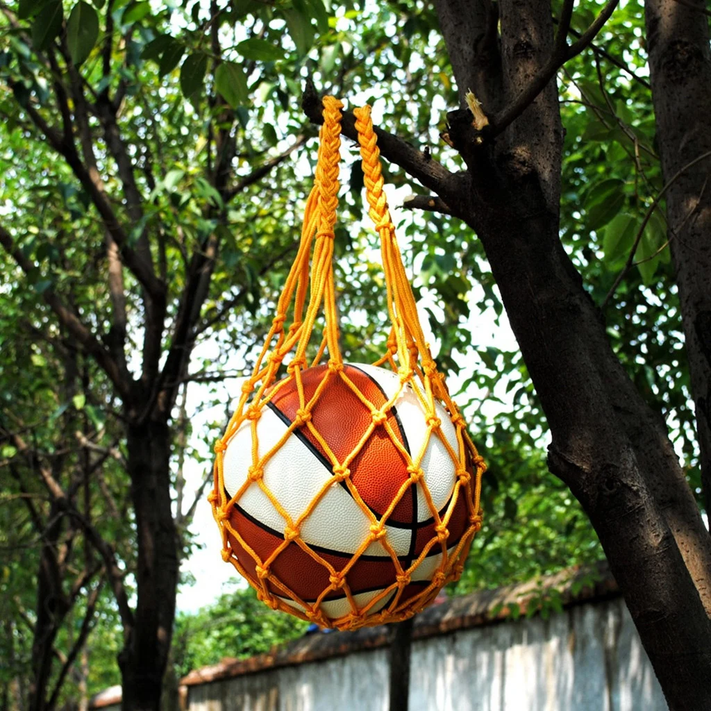 Heavy Duty Nylon Ball Carry Net Bag Single Mesh Ball Carrier Holder for Volleyball Basketball Football