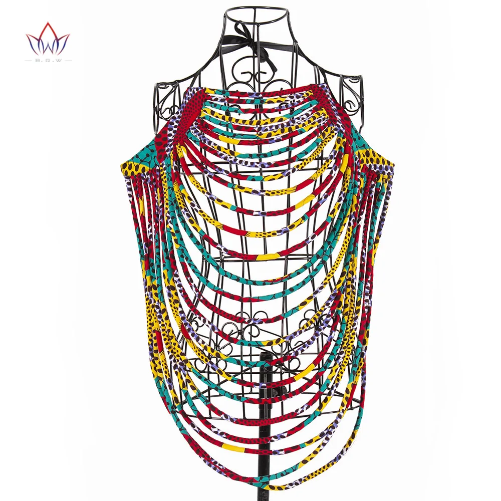 2023 Hot Sale African Ankara Handmade Multi-layered Rope Necklaces For Women African Style Statement Necklace For Gift WYA062