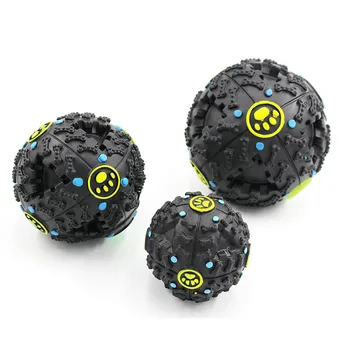 

Puppy Dog Cat Food Dispenser Ball Silicone Sound Pet Dog Golden Retriever chew ball toy 3 Colors