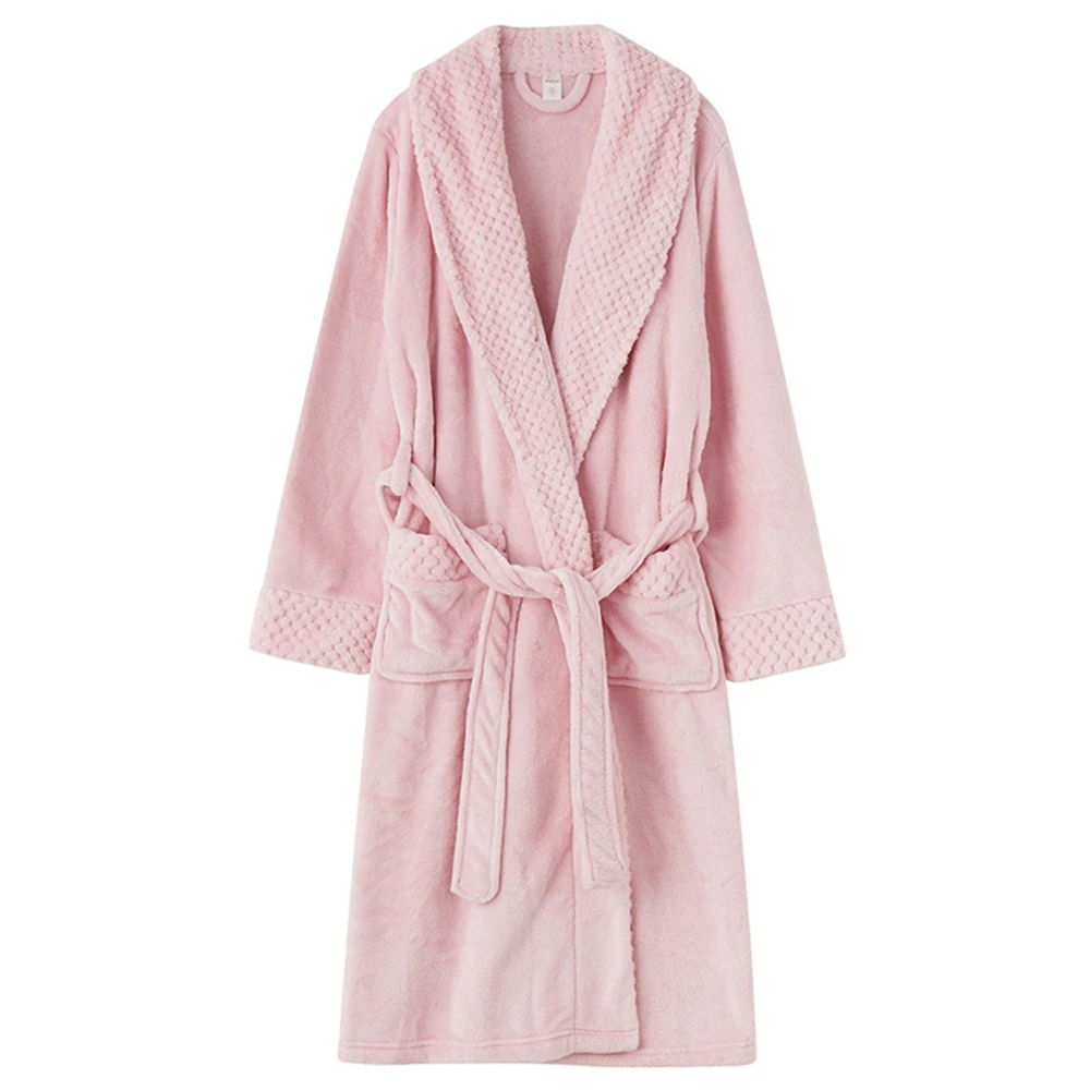 Couple Casual Bathrobe Winter Autumn  Flannel Long Robe Warm Thick Sleepwear Pajamas Bathrobe Nightgown Spa Dressing Gown