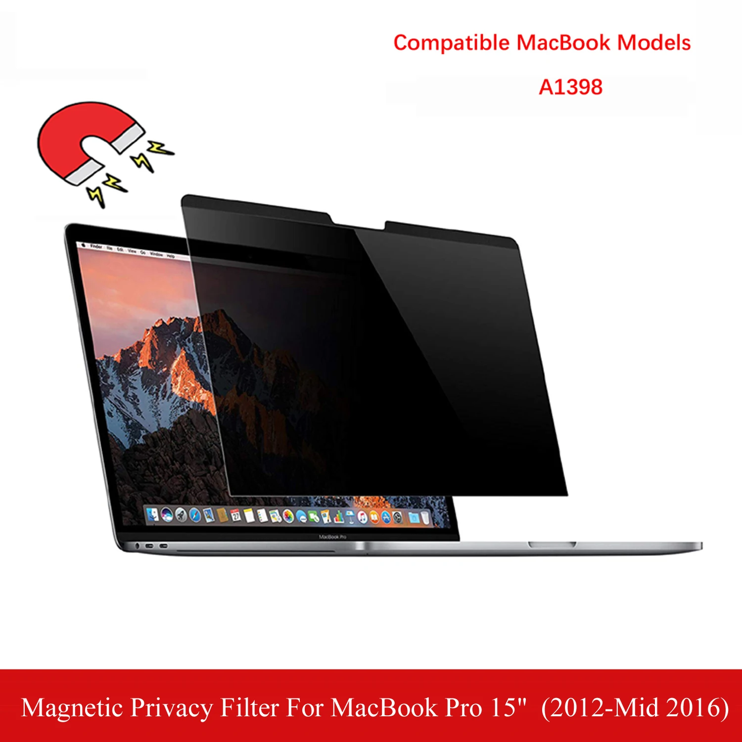 

Magnetic Privacy Filter Anti-Glare Screen Protector for MacBook Pro 15" With Retina Display (2012-Mid 2016)- A1398