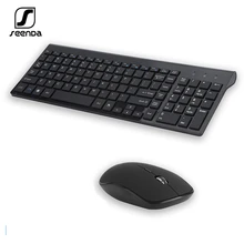 SeenDa 2.4G sans fil silencieux clavier souris peigne russe/espagnol pleine grandeur clavier ensemble pour ordinateur portable ordinateur de bureau