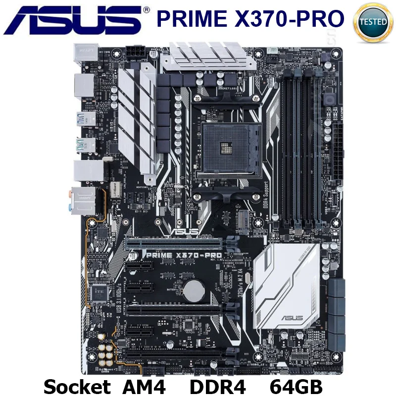Розетка AM4 Asus PRIME X370-PRO материнская плата 64 Гб AMD Ryzen X370 оригинальная десктопная